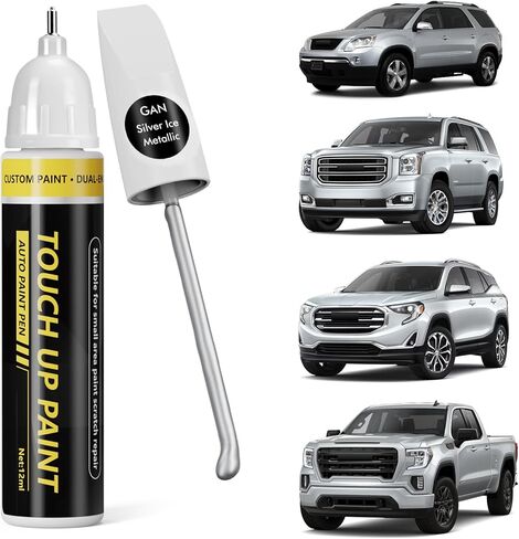 (Silver Ice Metallic (GAN) طلاء السيارة لـ GMC، طقم إصلاح خدوش طلاء السيارة، حل سريع وسهل، قلم إزالة الخدوش 2 في 1 مع لون مطابق in Kuwait