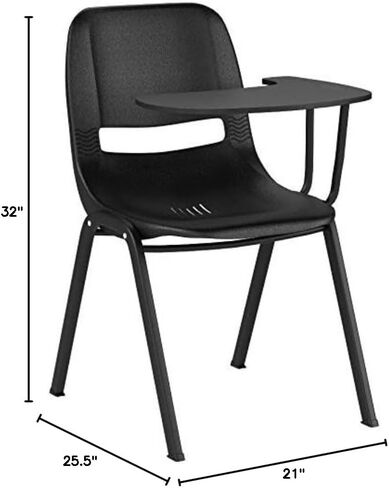 Flash Furniture HERCULES 5 Pack Black Ergonomic Shell Chair with Left Handed Flip-Up Tablet Arm in Saudi Arabia