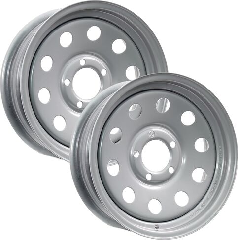 eCustomrim 2-Pack Trailer Wheel 15x5 Special BOLT PATTERN 5 العروة على 5 بوصة مركز 15 بوصة حافة وحدات فضية in Saudi Arabia