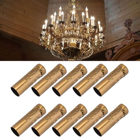 ViaGasaFamido 10Pcs 3" Tall Candle Socket Covers Candle Covers Sleeves Chandelier Light Bulb Sleeves Candle Light Socket Covers for E14 Chandelier Base Gold Bronze in Saudi Arabia