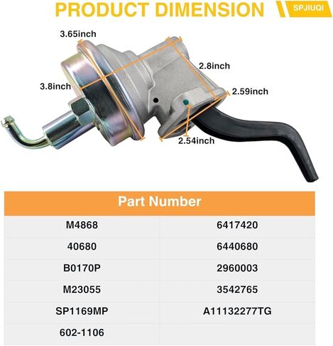 Mechanical Fuel Pump M4868 SP1169MP 40680 B0170P 602-1106 Fits Pontiac GTO Firebird LeMans Tempest Catalina 5.7L 6.6L 7.0L 350 400 428 V8 Engines 1969 70 71 72 Muscle Car Series in Saudi Arabia