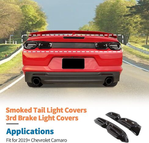 JeCar Smoked Tail Light Cover & 3rd Brake Light Cover Trim Guards for 2019-2024 Chevrolet Chevy Camaro in Saudi Arabia