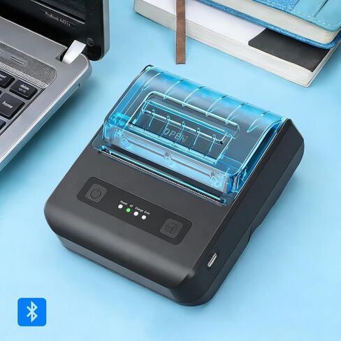 POS Receipt Printer, 80mm Portable Mobile Mini Thermal Printer, Compatible with 3 1/8" Thermal Paper Receipt Rolls, Receipt Bill Ticket Printer for Android/Windows, Not Compatible with Square in Saudi Arabia