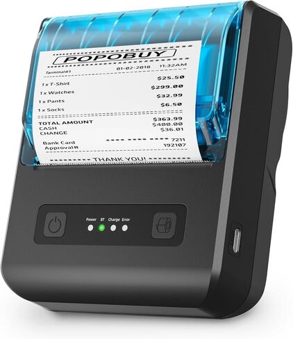 POS Receipt Printer, 80mm Portable Mobile Mini Thermal Printer, Compatible with 3 1/8" Thermal Paper Receipt Rolls, Receipt Bill Ticket Printer for Android/Windows, Not Compatible with Square in Saudi Arabia
