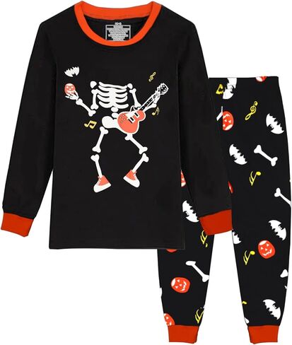 GRPSKCOS Boys Halloween Pajamas Set Boys Kids Pjs Halloween Pajamas Glow in The Dark Sleepwear 3-8 Years in Saudi Arabia