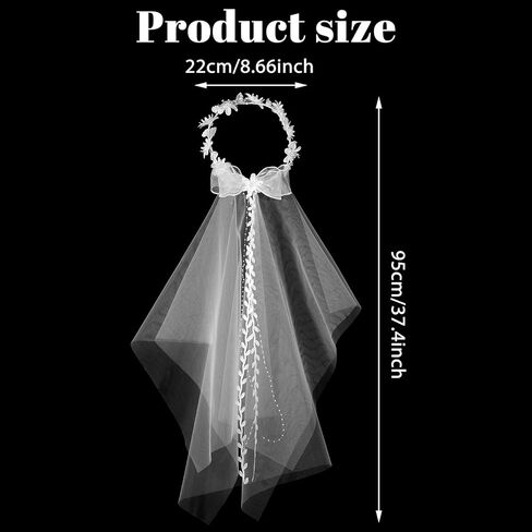 Flower Bride Veil Headband for Wedding Veils for Brides Bridal Floral Veils Headpiece for Engagement Party Decorations Festival Photography, White in Saudi Arabia
