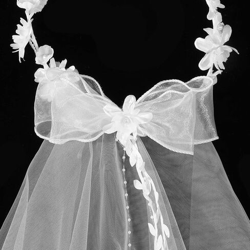 Flower Bride Veil Headband for Wedding Veils for Brides Bridal Floral Veils Headpiece for Engagement Party Decorations Festival Photography, White in Saudi Arabia