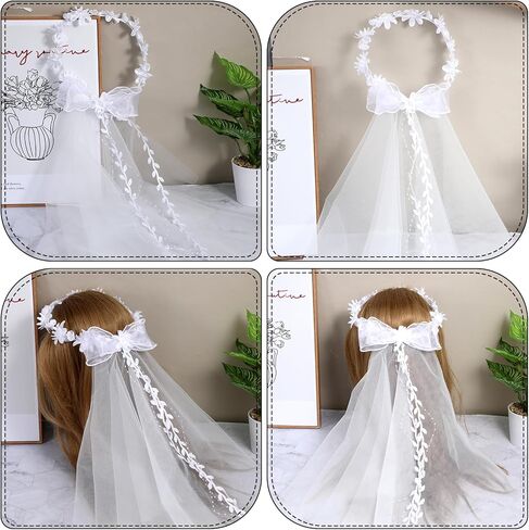 Flower Bride Veil Headband for Wedding Veils for Brides Bridal Floral Veils Headpiece for Engagement Party Decorations Festival Photography, White in Saudi Arabia