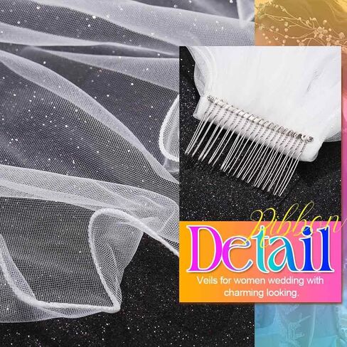 طرحة زفاف كاتدرائية Unsutuo من طبقتين، حجاب زفاف بحافة شريطية للنساء والفتيات in Kuwait