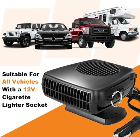 Portable Heater for Car,200W Fast Heating Windshield Defroster 12V Car Heater that Plugs into Cigarette Lighter,360° Rotary Car Heaters for Vehicle,Car,RV,SUV (Black) in Kuwait