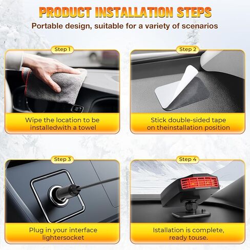 Car Heater, 12V 150W Portable Car Heater Plug in Cigarette Lighter, Fast Heating Fan Car Windshield Defogger, 360 °Rotatable Windscreen Defogger Window Defroster for Car in Kuwait