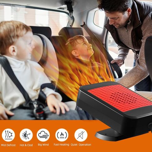 Car Heater,Car Heater Portable 12V Heater & Defroster Plug In Car Heater Windshield Defogger with 360° Rotation Car Heaters for Vehicle (Red) in Kuwait