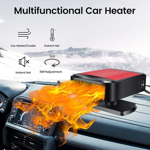 Car Heater,Car Heater Portable 12V Heater & Defroster Plug In Car Heater Windshield Defogger with 360° Rotation Car Heaters for Vehicle (Red) in Kuwait
