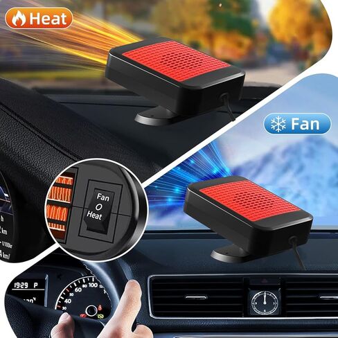 Car Heater,Car Heater Portable 12V Heater & Defroster Plug In Car Heater Windshield Defogger with 360° Rotation Car Heaters for Vehicle (Red) in Kuwait