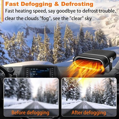 Portable Car Heater,150W Fast Heating & Cooling Fan,12V Car Heater that Plugs into Cigarette Lighter,360° Rotatable Portable Car Heaters for Vehicle,Jeep,RV,SUV (Black) in Kuwait