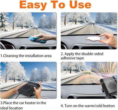 Portable Car Heater,150W Fast Heating & Cooling Fan,12V Car Heater that Plugs into Cigarette Lighter,360° Rotatable Portable Car Heaters for Vehicle,Jeep,RV,SUV (Black) in Kuwait