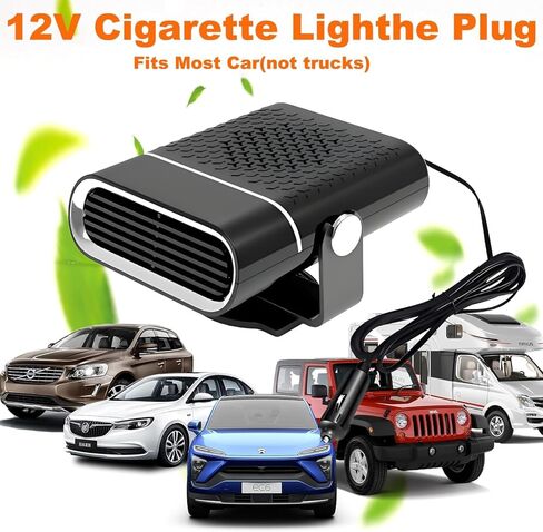 Portable Car Heater,150W Fast Heating & Cooling Fan,12V Car Heater that Plugs into Cigarette Lighter,360° Rotatable Portable Car Heaters for Vehicle,Jeep,RV,SUV (Black) in Kuwait
