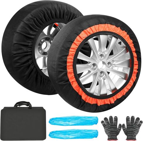 Snow Socks for Tires, Universal Fit for Cars Trucks SUVs, Winter Anti-Slip Traction Tire Socks for Snow & Ice Roads, Easy Install Reusable Automotive Tire Snow Socks, B08 in Saudi Arabia