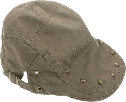 POPETPOP Vintage Studded Newsboy Cap for Women, Breathable Military Green Spring-Summer Flat Hat with Sunshade, Lightweight Casual French Beret for Outdoor Wear in Saudi Arabia