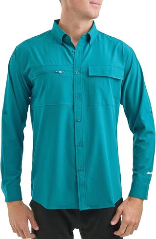 Men's UPF 50+ Outdoor & Fishing Shirt - 92% Recycled Materials Performance Button Down Long Vented Sleeve Sun Protection in Saudi Arabia