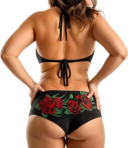 Hot Leathers PTB7537 Wild Roses Biker Boy Shorts | Booty Shorts for Women-Black-XL in Saudi Arabia