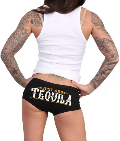 Hot Leathers PTB7577 Just Add Tequila Biker Boy Shorts | Booty Shorts for Women-Black-XL in Saudi Arabia