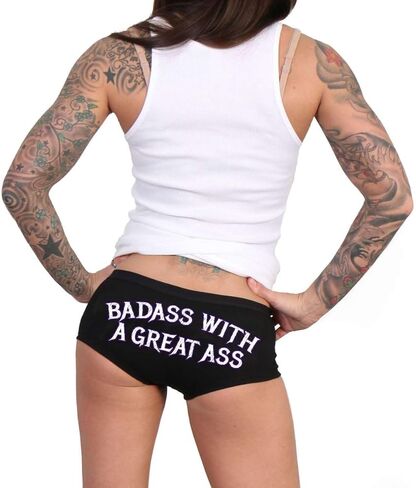 Hot Leathers PTB7579 BadA.. Biker Boy Shorts | Booty Shorts for Women-Black-M in Saudi Arabia