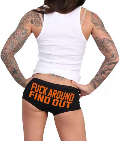 Hot Leathers PTB7548 F Around Find Out Biker Boy Shorts | Booty Shorts for Women-Black-XL in Saudi Arabia