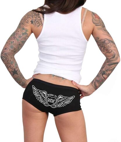 Hot Leathers PTB7535 Born to Ride Biker Boy Shorts | Booty Shorts for Women-Black-L in Saudi Arabia