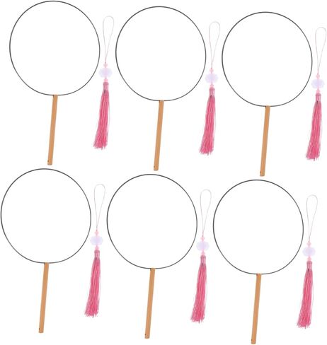 STOBOK 6pcs DIY Chinese Style Hand Fan Frame Vintage Round Fan Iron Framework for Craft Art Projects in Saudi Arabia