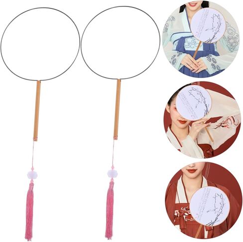 STOBOK 6pcs DIY Chinese Style Hand Fan Frame Vintage Round Fan Iron Framework for Craft Art Projects in Saudi Arabia