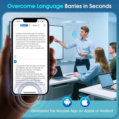 سماعات أذن للترجمة بالذكاء الاصطناعي في الوقت الحقيقي، 2026 سماعات أذن جديدة 6 في 1 لمترجم اللغات الفورية مع خاصية الدردشة بالذكاء الاصطناعي، 144 لغة و11 غير متصل بالإنترنت، مكالمات صوتية وفيديو للسفر والأعمال المكتبية وتعلم الاجتماعات in Kuwait