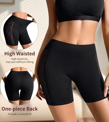 Womens Cotton Boy Shorts Underwear High Waisted Boxer Briefs Lace Boyshort Panties Soft Boxer shorts for Women 3 Pack in Saudi Arabia