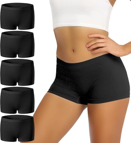 Women's Boyshort Panties Seamless Soft Boy Shorts Underwear Stretch Boxer Briefs 5 Pack in Saudi Arabia