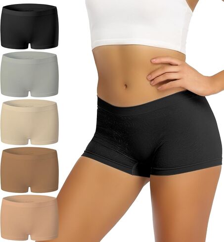 Women's Boyshort Panties Seamless Soft Boy Shorts Underwear Stretch Boxer Briefs 5 Pack in Saudi Arabia