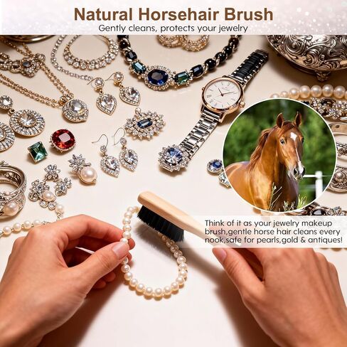 مجموعة تنظيف المجوهرات من زيبرابوكس، 24 قطعة من فرشاة تنظيف المجوهرات ومجموعة فرش تنظيف الساعات، طقم تلميع المجوهرات لجميع خواتم المجوهرات الذهبية والماس والفضة وأدوات إزالة التلوث والعناية in Kuwait