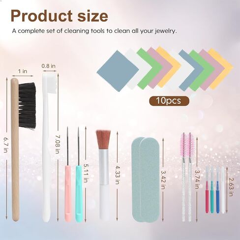 مجموعة تنظيف المجوهرات من زيبرابوكس، 24 قطعة من فرشاة تنظيف المجوهرات ومجموعة فرش تنظيف الساعات، طقم تلميع المجوهرات لجميع خواتم المجوهرات الذهبية والماس والفضة وأدوات إزالة التلوث والعناية in Kuwait