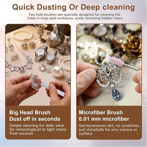 مجموعة تنظيف المجوهرات من زيبرابوكس، 24 قطعة من فرشاة تنظيف المجوهرات ومجموعة فرش تنظيف الساعات، طقم تلميع المجوهرات لجميع خواتم المجوهرات الذهبية والماس والفضة وأدوات إزالة التلوث والعناية in Kuwait