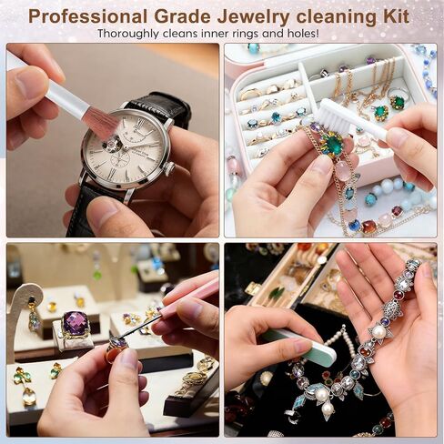 مجموعة تنظيف المجوهرات من زيبرابوكس، 24 قطعة من فرشاة تنظيف المجوهرات ومجموعة فرش تنظيف الساعات، طقم تلميع المجوهرات لجميع خواتم المجوهرات الذهبية والماس والفضة وأدوات إزالة التلوث والعناية in Kuwait