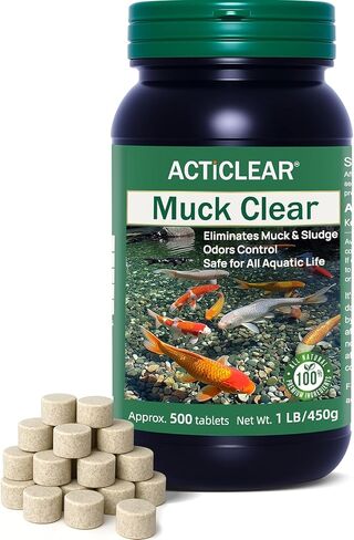 Muck Clear – Natural Pond Sludge Treatment, 500 Tablets for Ponds, Fountains & Bird Baths, Beneficial Bacteria & Enzymes, Chemical-Free & Safe for Fish, Pets & Wildlife in Kuwait