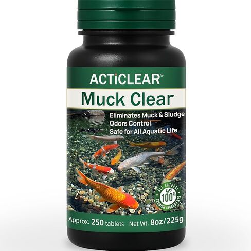 Muck Clear - معالجة طبيعية لحمأة البرك، 500 قرص للبرك والنوافير وحمامات الطيور، والبكتيريا والإنزيمات المفيدة، وخالية من المواد الكيميائية وآمنة للأسماك والحيوانات الأليفة والحياة البرية in Saudi Arabia