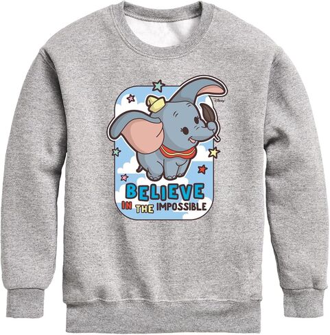 Disney Dumbo Animated - Believe in The Impossible - سترة صوفية ذات رقبة دائرية للأطفال الصغار والشباب in Kuwait