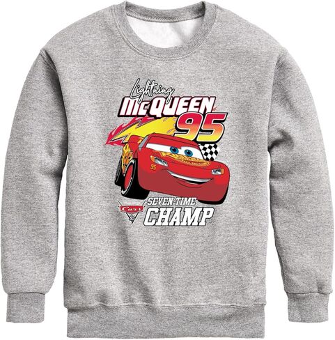 سيارات ديزني - Lightning Mc Queen Seven Time Champ - سترة صوفية برقبة دائرية للأطفال الصغار والشباب in Saudi Arabia