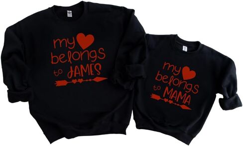My Heart Belongs To Mommy And Me Valentines Outfits, Mom And Daughter Matching Sweatshirts, Cute Mommy and Me Sweatshirts For Valentine's Day, Son Mother Valentines Day Gifts for Mom. in Saudi Arabia