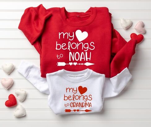 My Heart Belongs To Mommy And Me Valentines Outfits, Mom And Daughter Matching Sweatshirts, Cute Mommy and Me Sweatshirts For Valentine's Day, Son Mother Valentines Day Gifts for Mom. in Saudi Arabia