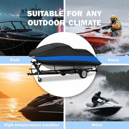 غطاء MORNYRAY مقاوم للماء للتزلج على الماء - غطاء PWC عالي التحمل مع فتحات تهوية مقاومة للأشعة فوق البنفسجية متوافق مع Yamaha Seadoo K&S، أغطية Jet Ski. (أزرق، مناسب من 115 بوصة إلى 120 بوصة (1-3 مقاعد)) in Kuwait