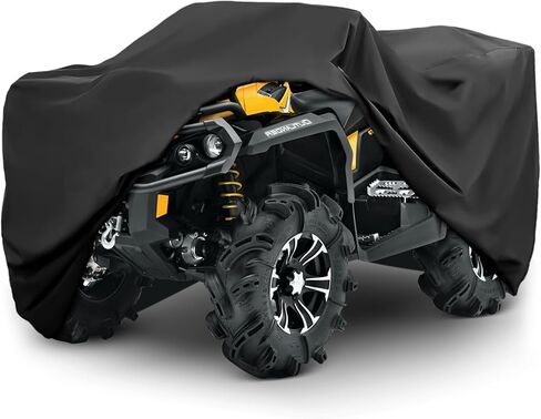 غطاء XYZCTEM Premium ATV، حماية من نسيج أكسفورد 210D ضد الماء والأشعة فوق البنفسجية والرياح. غطاء رباعي لسيارات Can-am، وSuzuki، وKawasaki، وHonda، وYamaha، وPolaris، والمزيد. ملحقات ذات 4 عجلات (أسود، 82 بوصة) in Kuwait