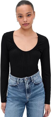 L'AGENCE Women's Cassandra Long Sleeve Ruched Bodysuit in Saudi Arabia