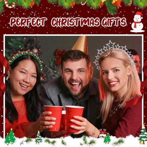 Ceenna 8 قطعة عصابات رأس عيد الميلاد للنساء عيد الميلاد جرس هيرباند حجر الراين قرن الوعل الرنة ندفة الثلج عقال للفتيات تأثيري in Kuwait