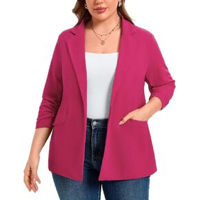 Plus Size Blazers for Women Casual Work Office 3/4 Sleeve Open Front Cardigan Suit Jacket Blazer with Pockets in Kuwait